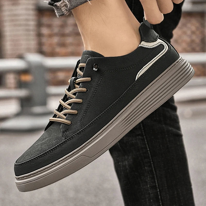 Genesis Leather Sneakers with cushioned interior, durable rubber sole, and subtle contrast detailing for versatile style.