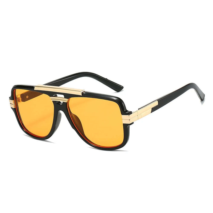 Stellar double bridge sunglasses with orange UV400 lenses for stylish summer wear and sun protection.