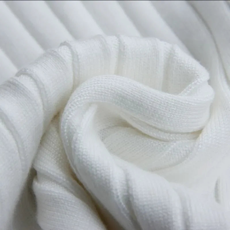 Close-up of soft, white ribbed fabric showcasing the texture and quality of Evren Men's Ribbed V-Neck Tee.