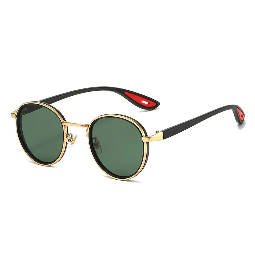 Alton round frame sunglasses with lightweight metal frames and gradient UV400 lenses for sun protection.
