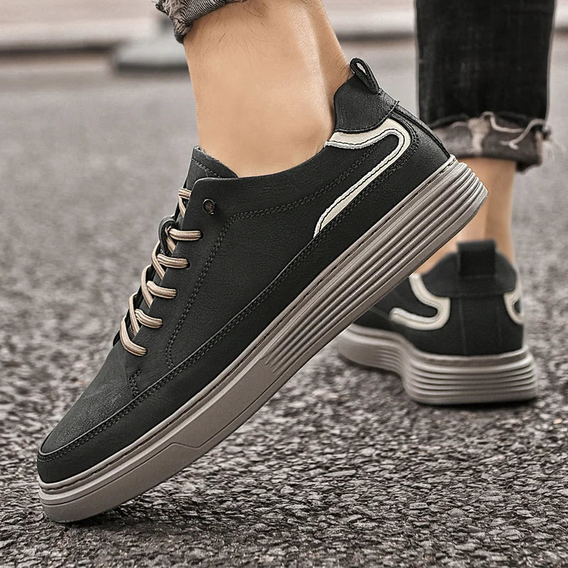 Genesis Leather Sneakers featuring genuine leather, cushioned interior, and durable rubber sole for style and comfort.