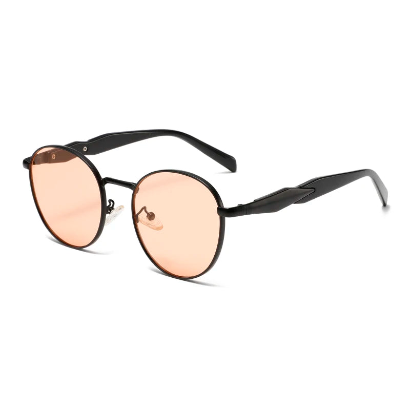 Bellano sunglasses featuring bold round frames, polished metal accents, and UV400 protection for stylish sun protection.