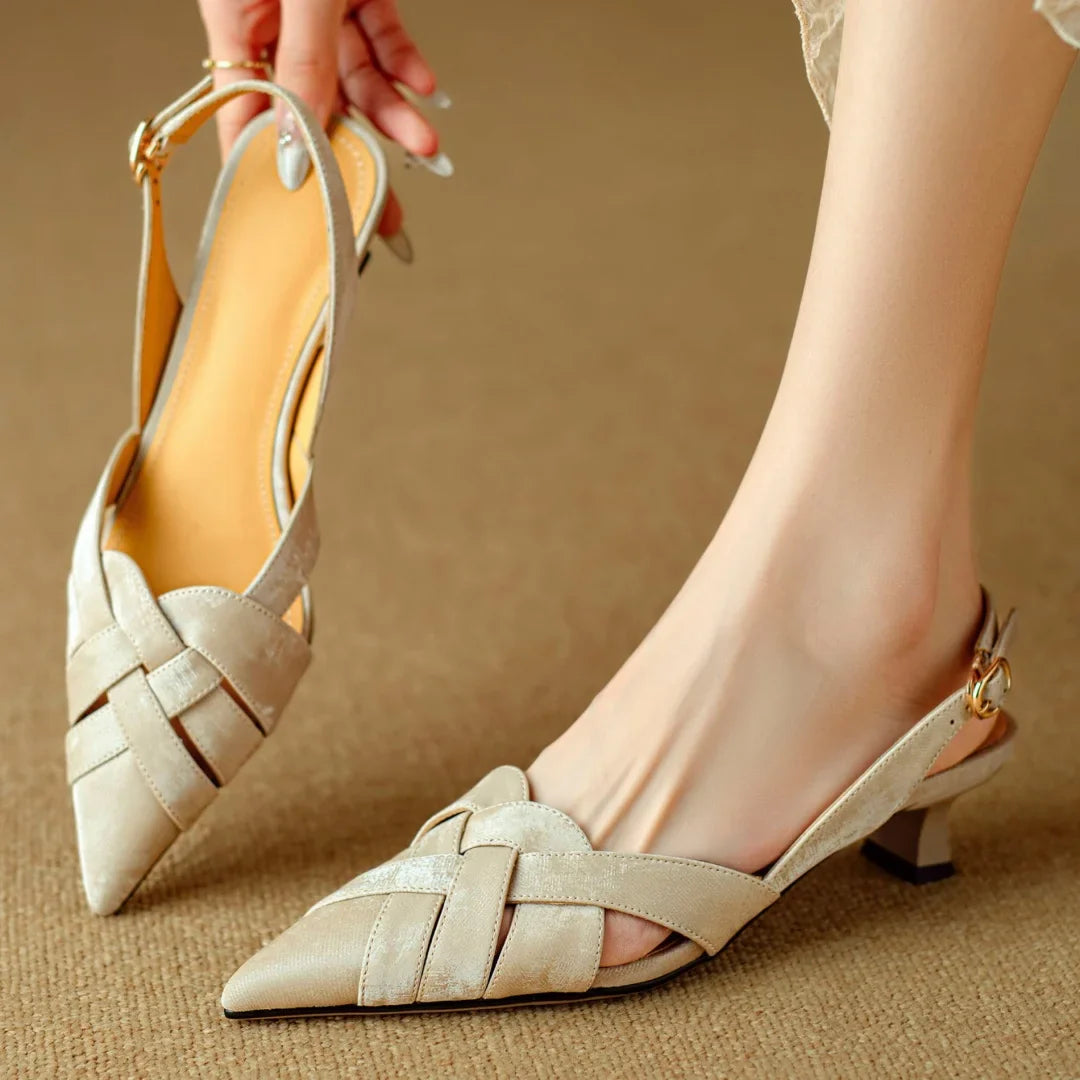 Elira Genuine Leather Slingback Heels