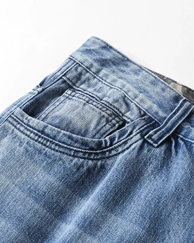 Close-up of Ryder Washed Cargo Jeans showcasing the waistband and fabric texture in heavyweight cotton.