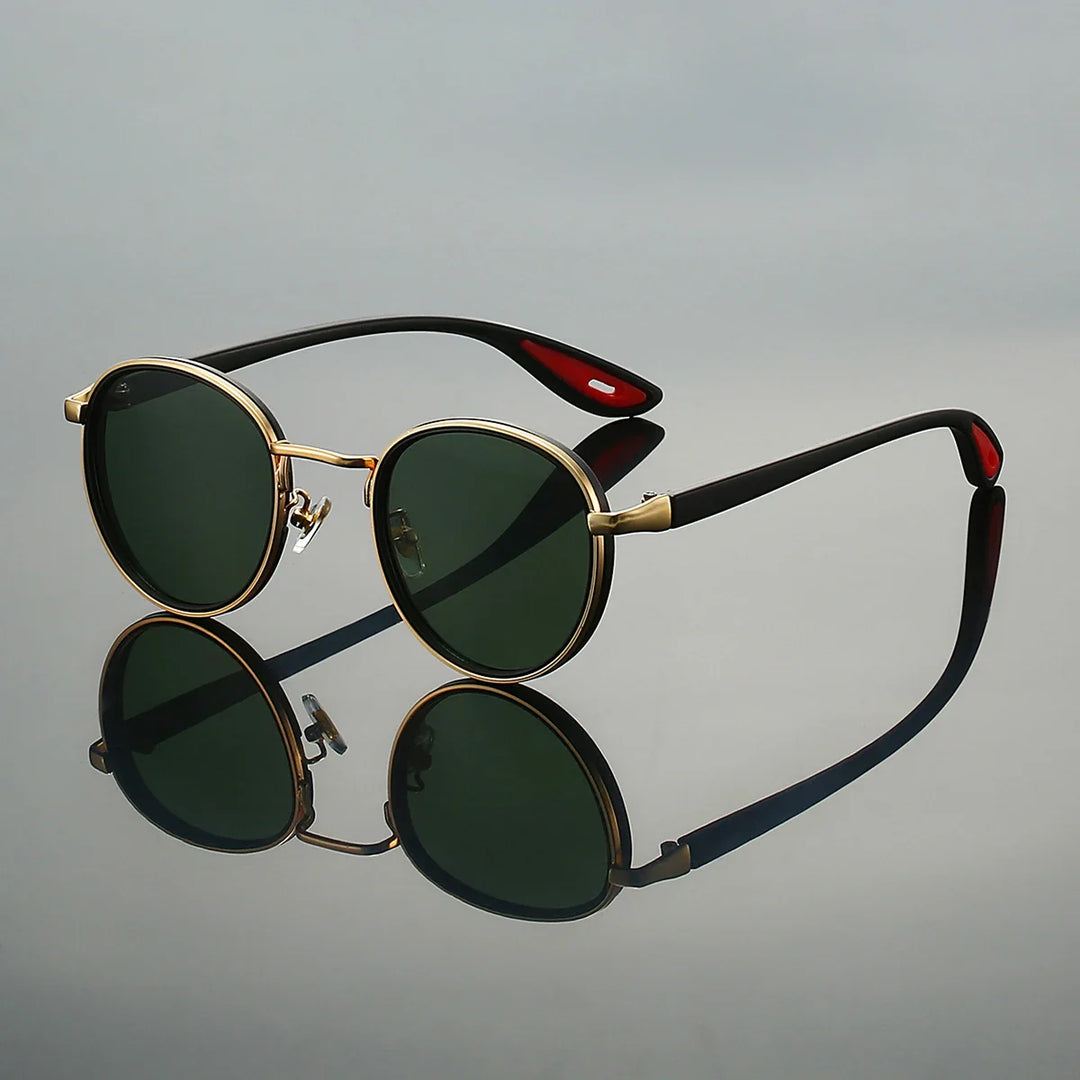 Alton Round Frame Sunglasses with lightweight metal frames and gradient UV400 lenses, featuring adjustable nose pads.