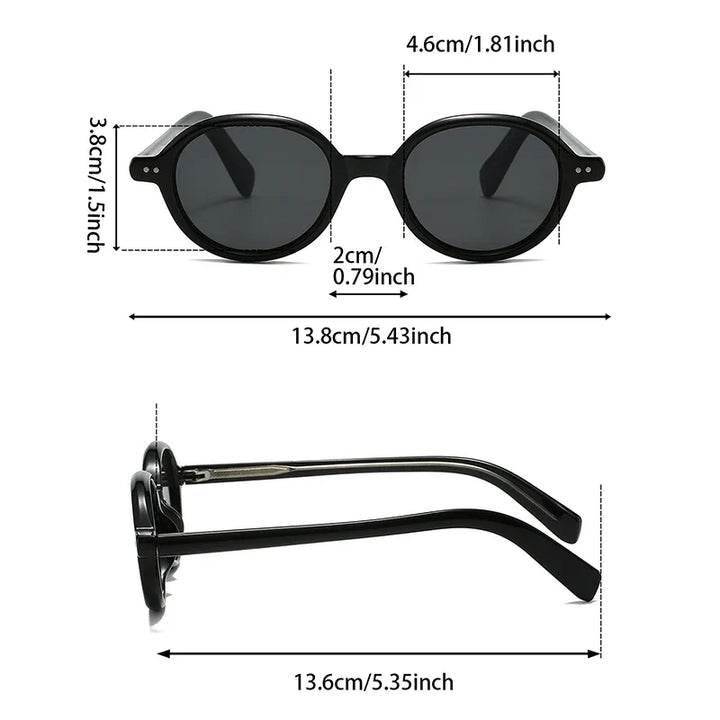Sable Round Sunglasses with thick acetate frames, UV400 lenses, and ergonomic design, stylish and durable.