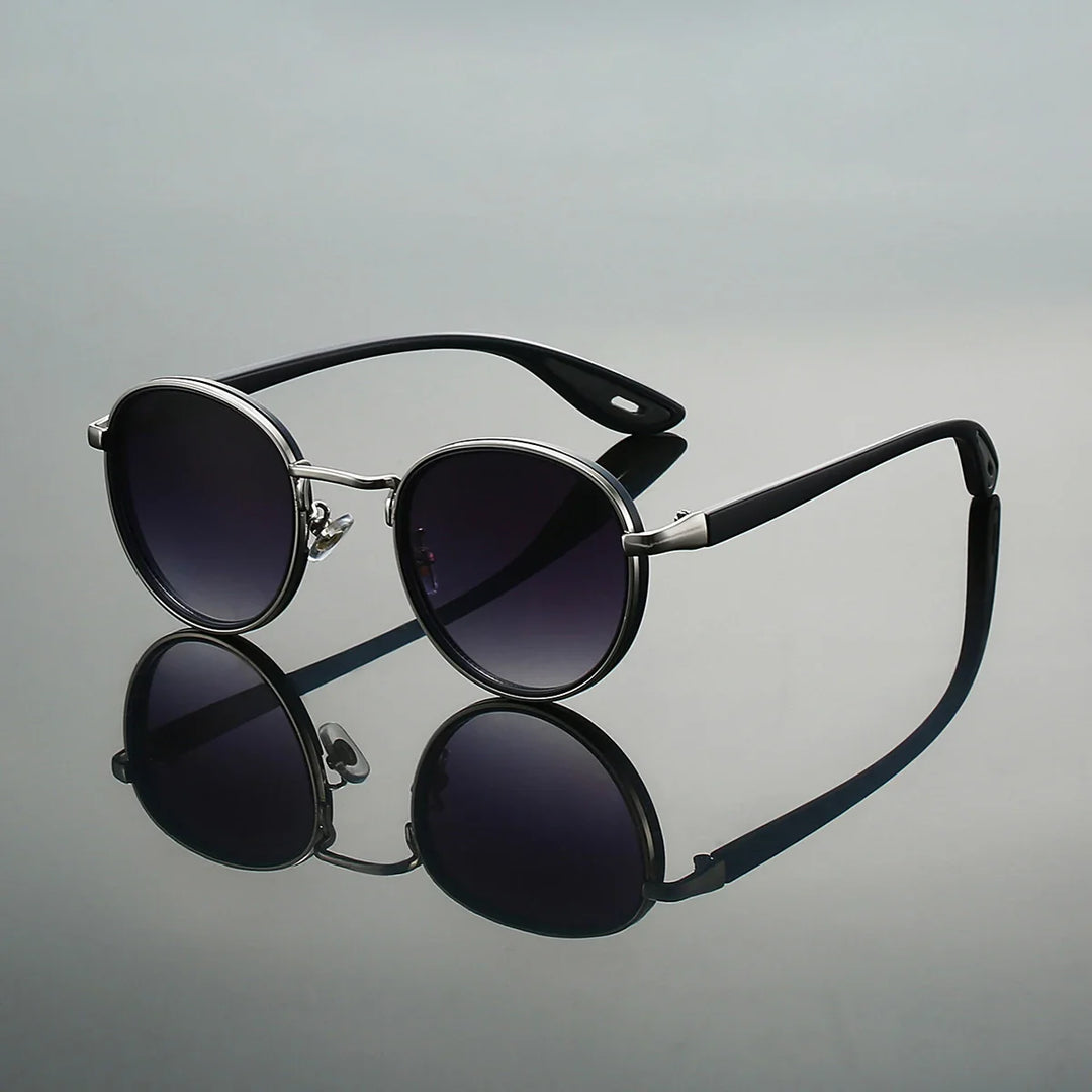 Alton Round Frame Sunglasses with gradient UV400 lenses for sun protection and stylish comfort.