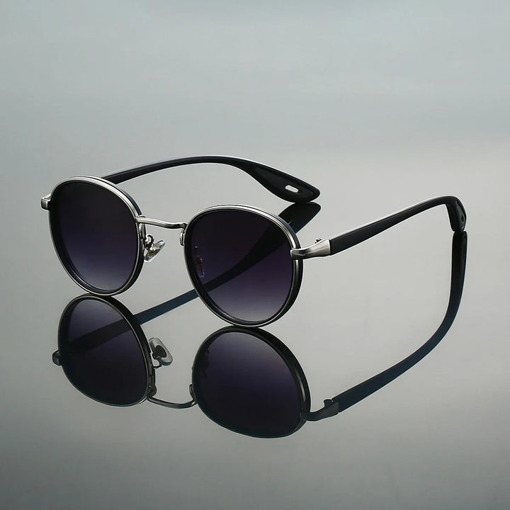 Alton Round Frame Sunglasses with gradient UV400 lenses for sun protection and stylish comfort.
