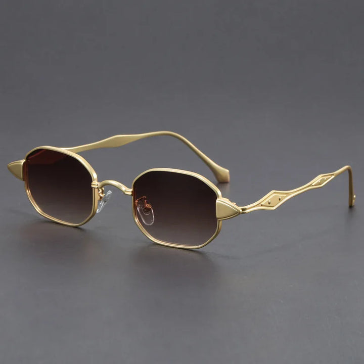 Atlas Alloy Sunglasses featuring geometric frames and sculpted metal arms for stylish eye protection.
