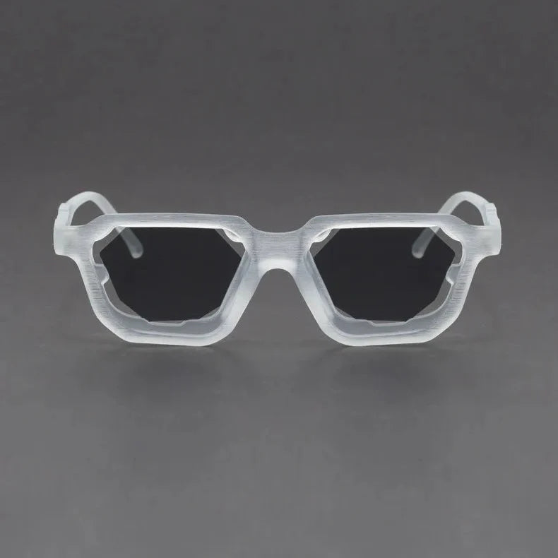 Vantor sunglasses featuring a sharp geometric frame and thick sculpted edges for a striking, modern look.