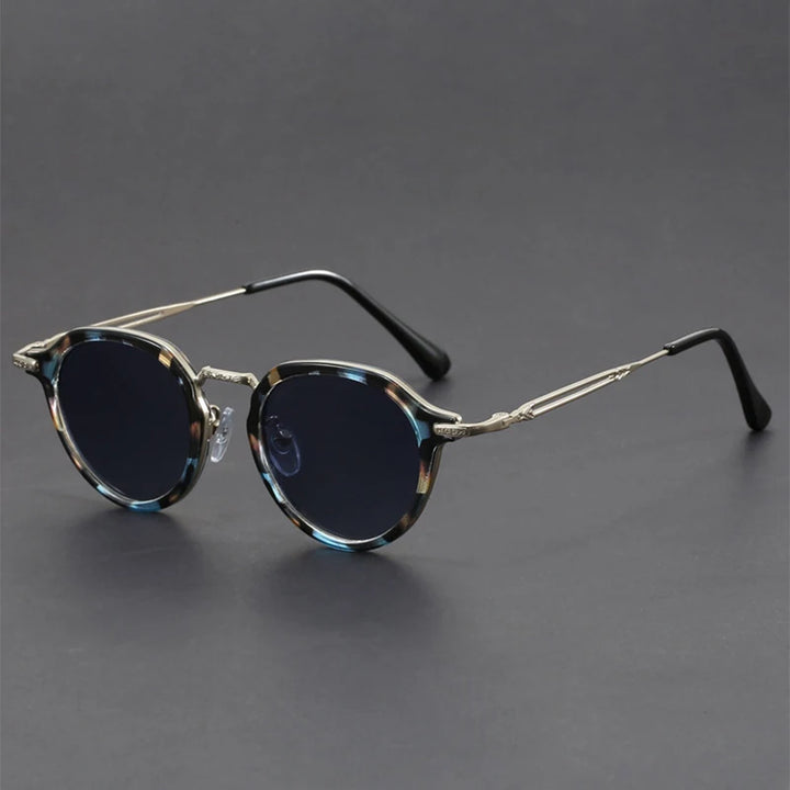 Vista Retro Shades with round textured metal frame and UV400 lenses, perfect for stylish everyday sun protection.
