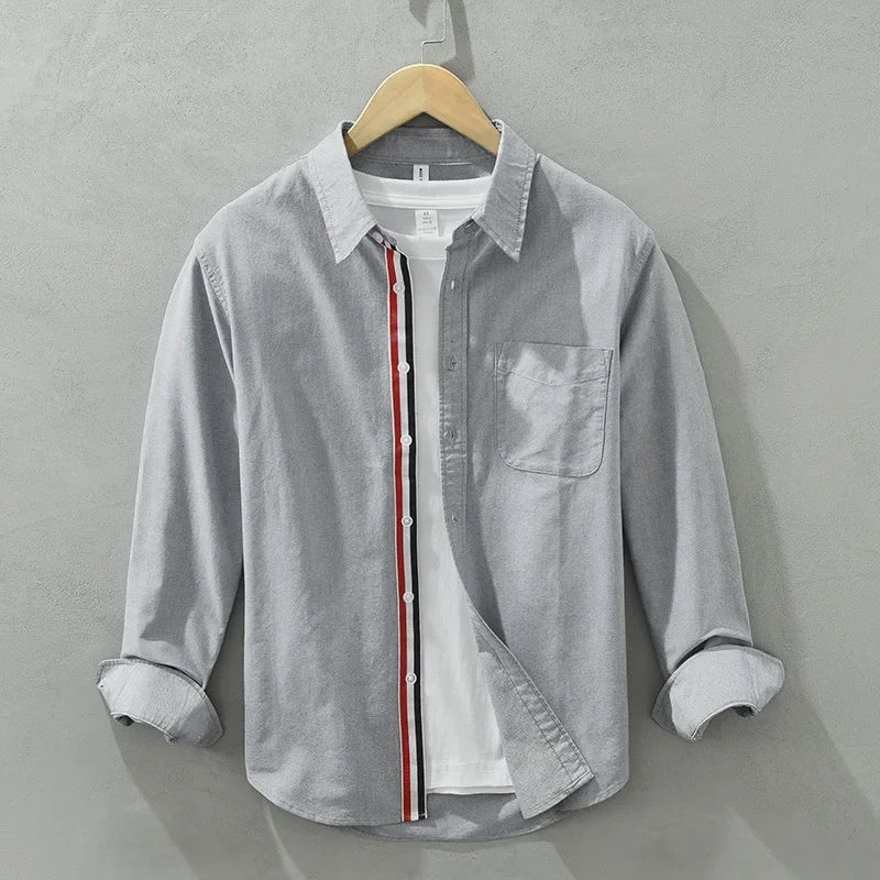 Rowan 100% Cotton Shirt featuring bold stripe accents, lightweight design, and tailored cut for everyday comfort.