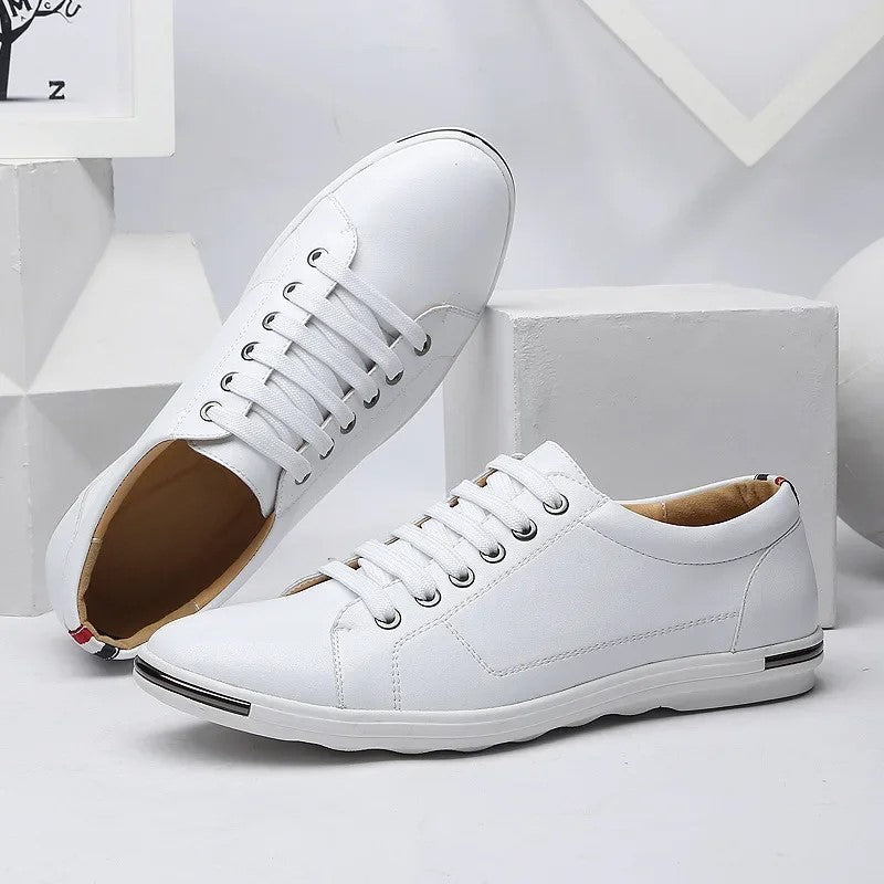 Paxton Low-Top Comfort Sneakers in white with plush memory foam insoles and lightweight construction for all-day wear.