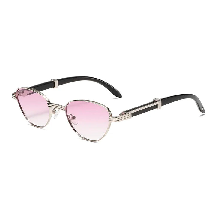 Orion Veil Sunglasses with gradient pink lenses and sleek black-gold frames, offering stylish ergonomic comfort.