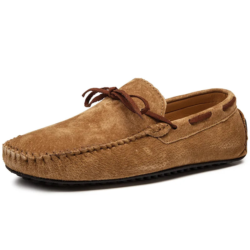 Monte Carlo Genuine Suede Loafers in brown with hand-stitched details and premium leather laces for a stylish, comfortable fit.