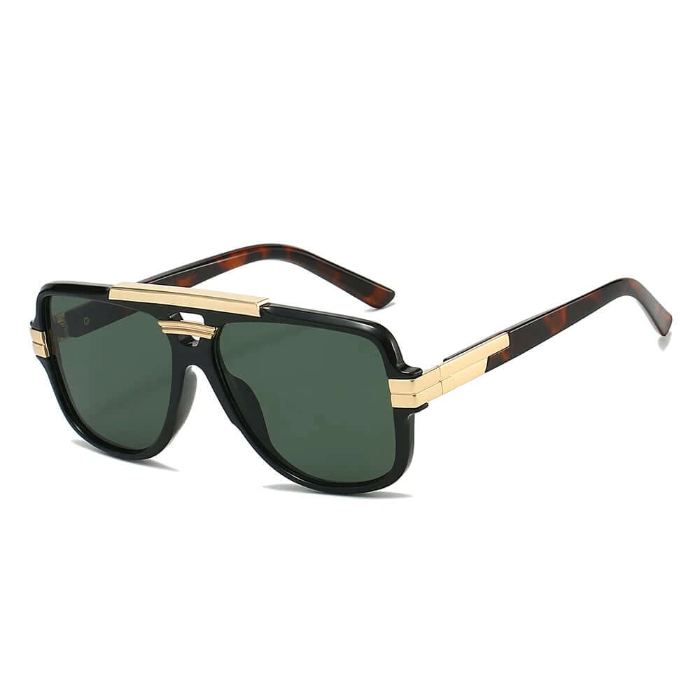 Stellar Double Bridge Sunglasses in black and gold with UV400 lenses offering stylish protection from the sun.