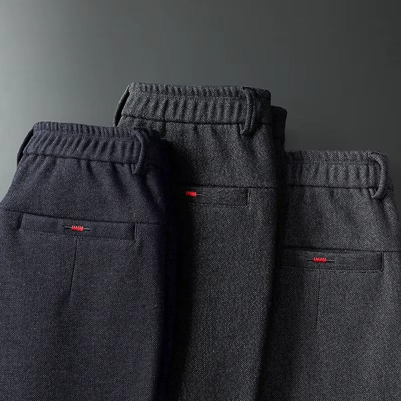 Henderson Slim-Fit Pants in varying colors featuring flexible waistband and tailored design.
