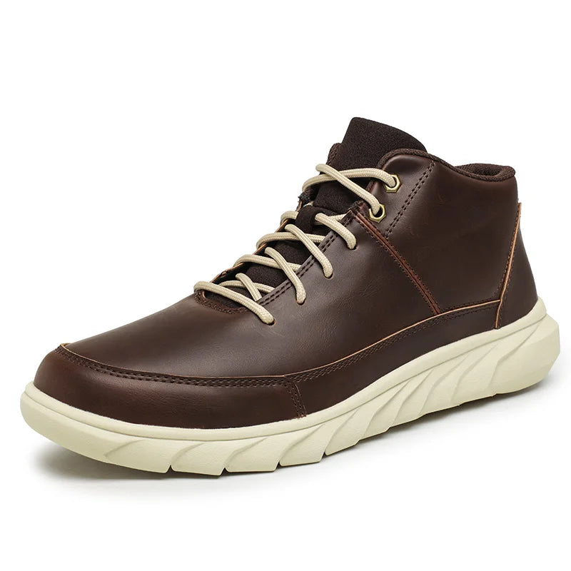 Stylish Summit Leather Mid-Tops in brown, featuring lace-up design and cushioned sole for comfort and durability.