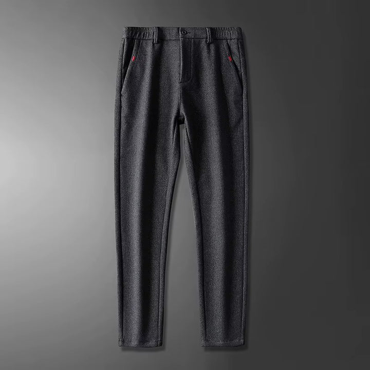 Henderson Slim-Fit Pants in dark gray, featuring a tailored structure and soft cotton-bamboo blend for comfort and style.