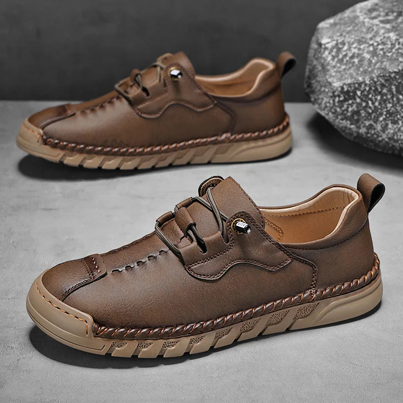 Vantage genuine leather shoes showcasing Italian design, durable upper, and comfortable flexible sole for rugged elegance.