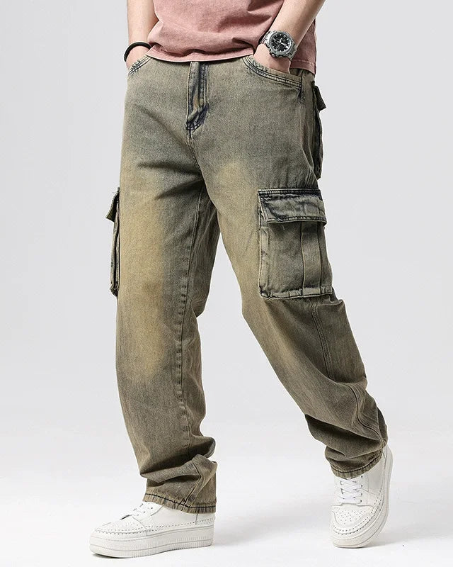 Ryder Washed Cargo Jeans featuring heavyweight cotton and oversized pockets in a relaxed fit, perfect for casual wear.