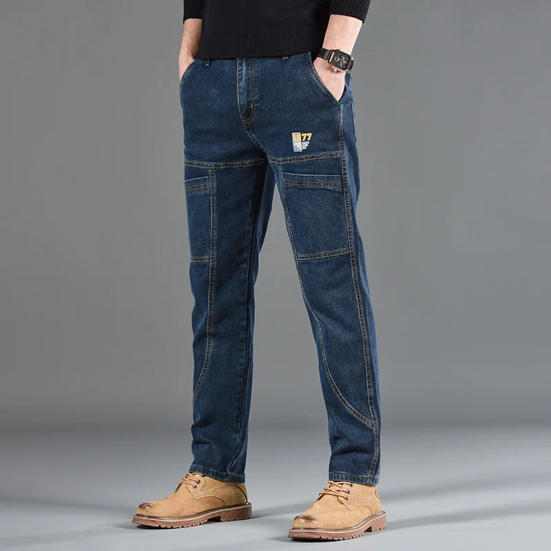 Stylish Men's Casual Jeans with Six Pockets – Comfortable Straight Cut Denim in Various Fashion Prints 0
