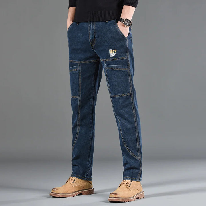 Stylish Men's Casual Jeans with Six Pockets – Comfortable Straight Cut Denim in Various Fashion Prints 0