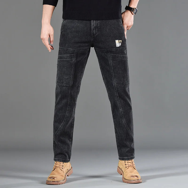 Stylish Men's Casual Jeans with Six Pockets – Comfortable Straight Cut Denim in Various Fashion Prints 6