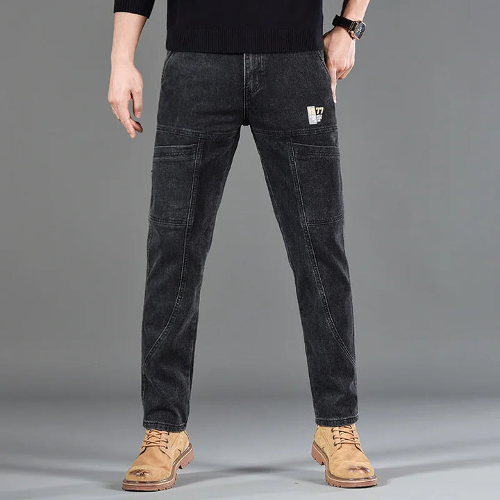 Stylish Men's Casual Jeans with Six Pockets – Comfortable Straight Cut Denim in Various Fashion Prints 6