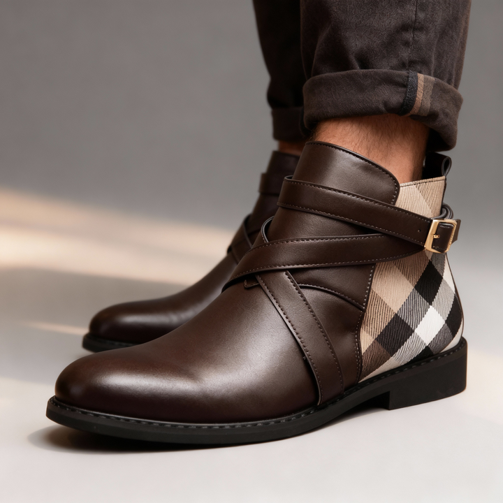 Sinclair Leather Buckle Chelsea Boots