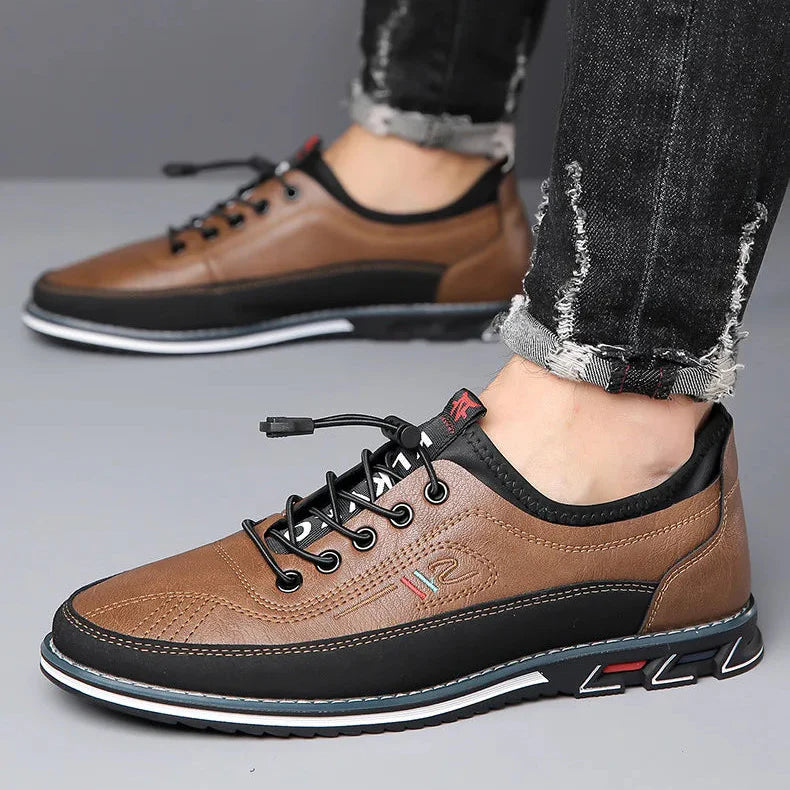 Bexley Men's Comfort Sneakers in brown with toggle lace closure and sporty tread for everyday support.