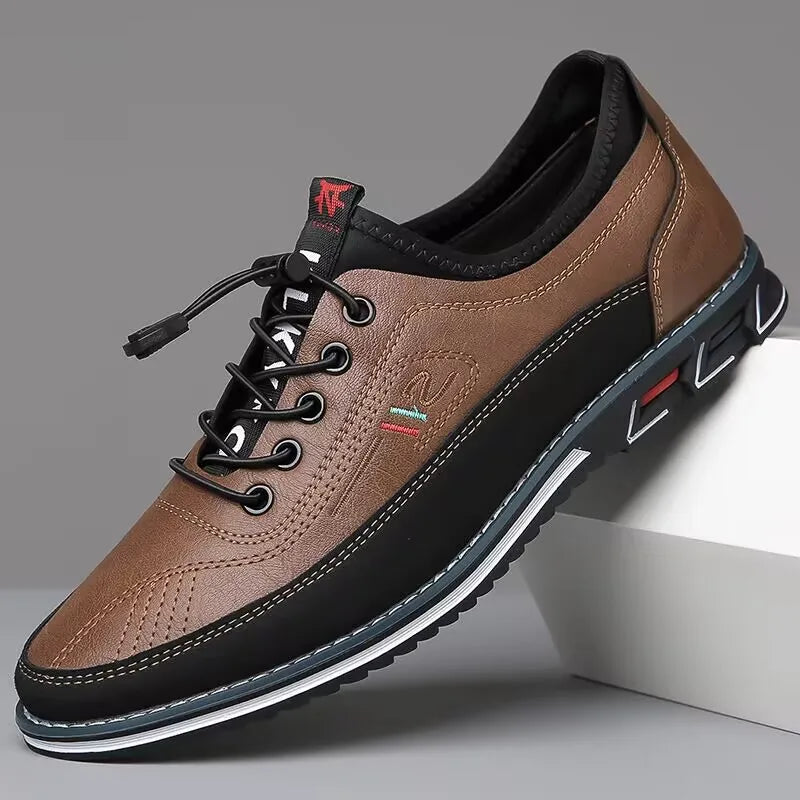 Bexley Men's Comfort Sneakers in brown leather with lace-up design and cushioned soles for all-day wear.