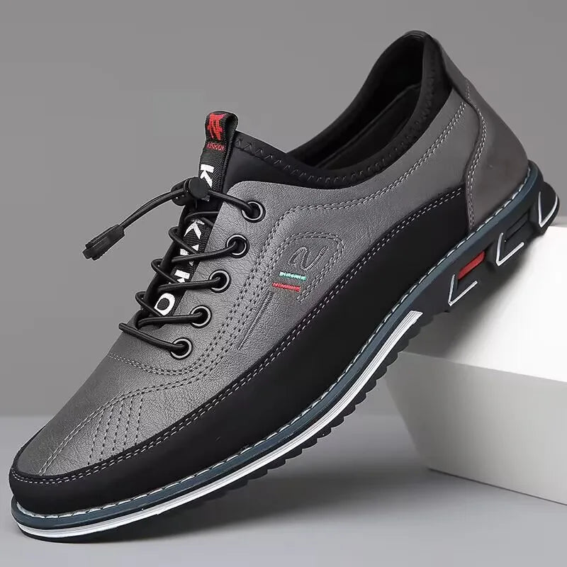Bexley Men's Comfort Sneakers in gray with padded upper and easy toggle closure for all-day support.