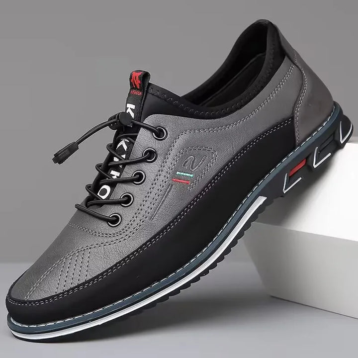 Bexley Men's Comfort Sneakers in gray with padded upper and easy toggle closure for all-day support.