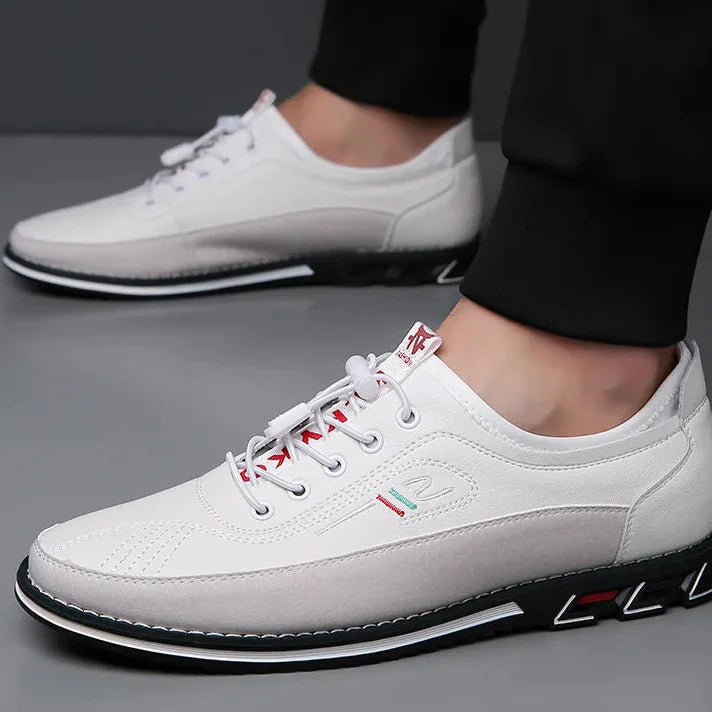 Bexley Men's Comfort Sneakers in white with toggle lace closure and padded collar for all-day support