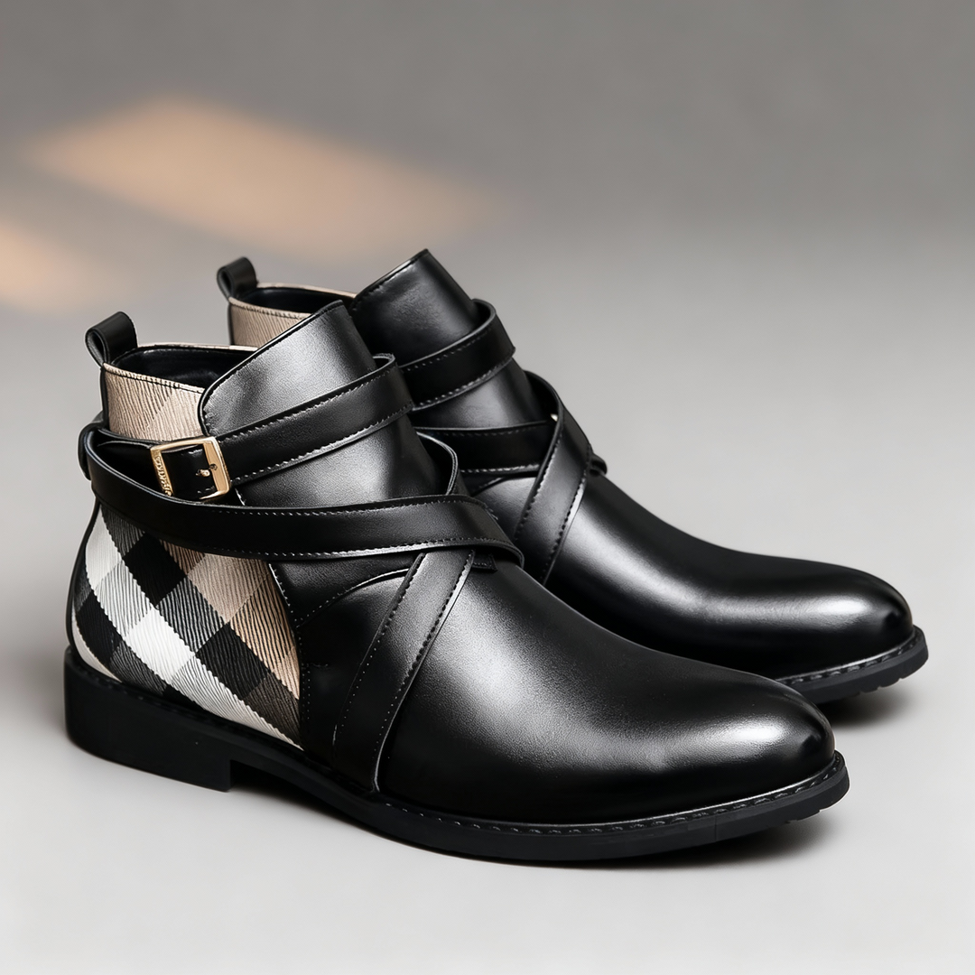 Sinclair Leather Buckle Chelsea Boots