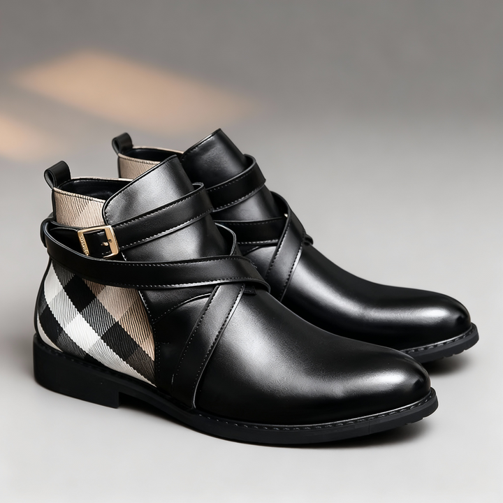 Sinclair Leather Buckle Chelsea Boots