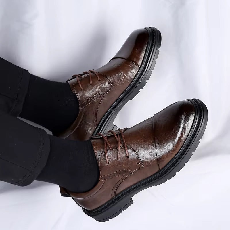 Soren genuine leather shoes in brown with durable rubber outsole, perfect for everyday comfort and style.
