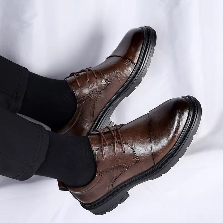 Soren genuine leather shoes in brown with durable rubber outsole, perfect for everyday comfort and style.